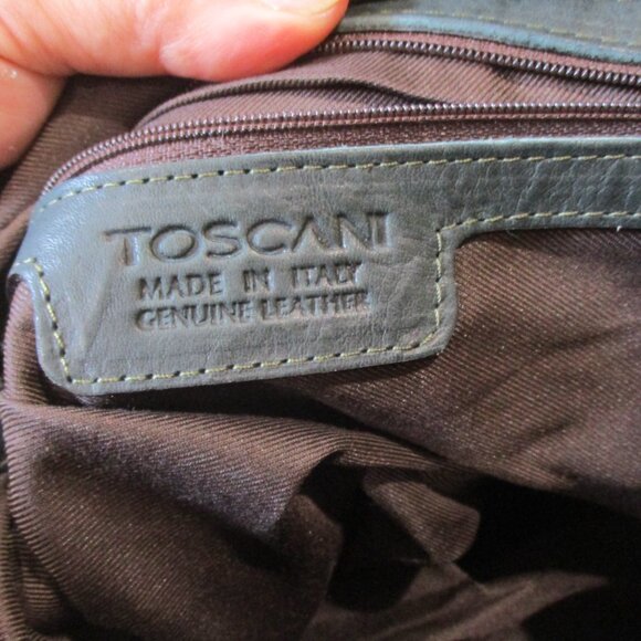 Toscani Hunter forest Green Leather satchel purse Italy - Picture 6 of 11